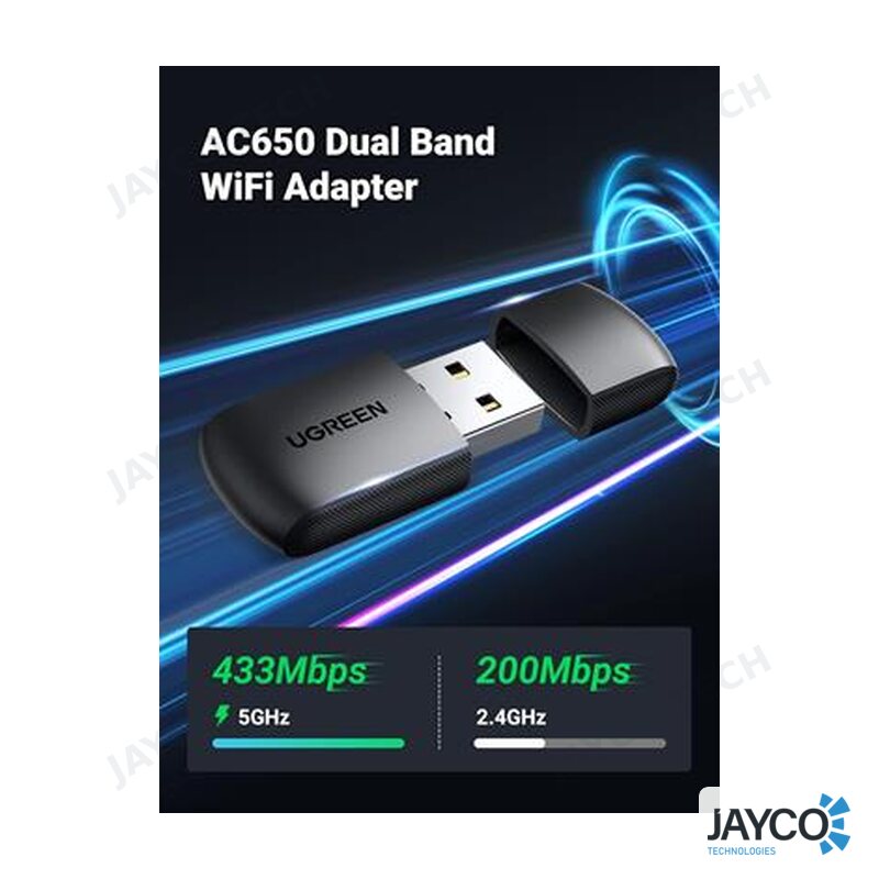 Ugreen AC650 USB WiFi Adapter for Desktop PC 5G 2.4G Dual Band WiFi Dongle Mini Wireless USB
